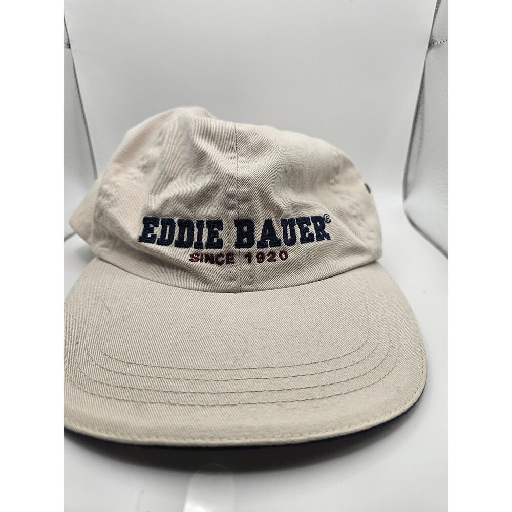 Eddie Bauer Strapback Hat Beige Embroidered Logo Since 1920 Adjustable Cap